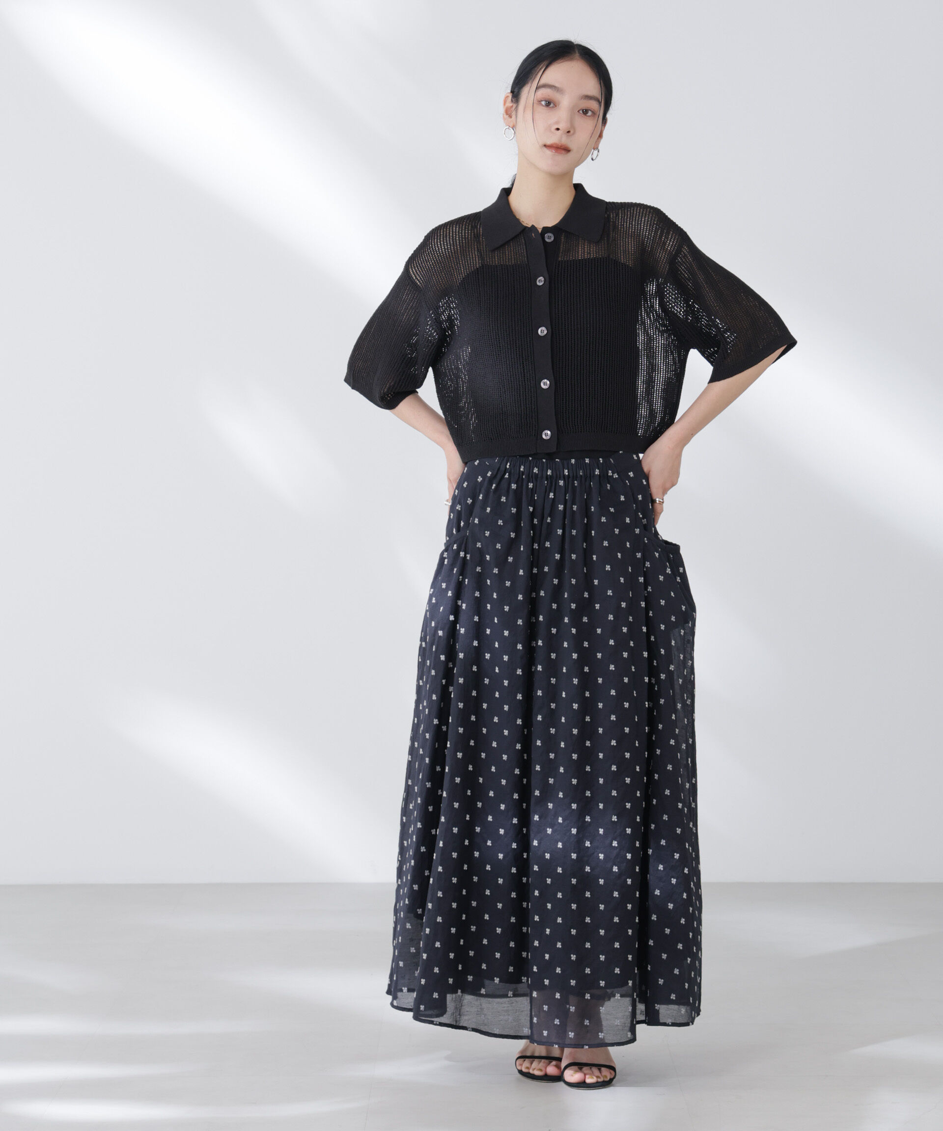 nano･universe「メッシュニットポロカーディガン」|ニット・セーター|