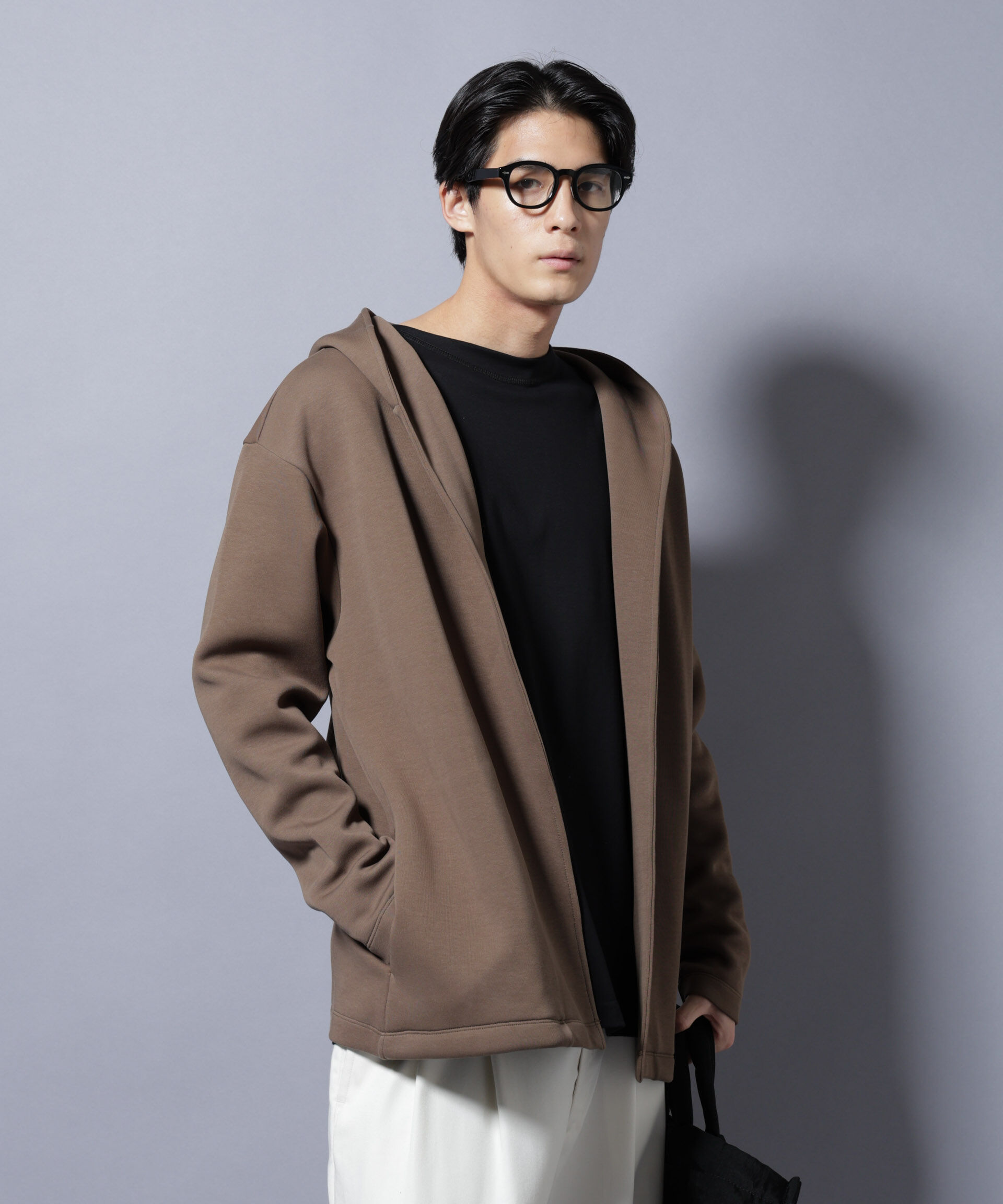 nano･universe「ダンボール 着流しフーディー」|Tシャツ・カットソー|カーキブラウ 4