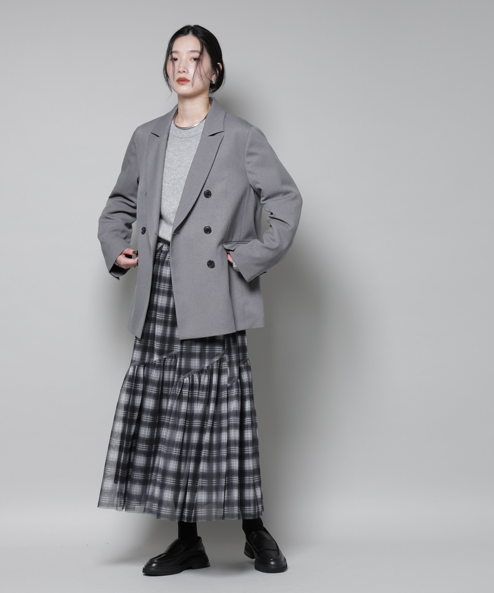 nano･universe「オンブレーチェックチュールスカート」|スカート|