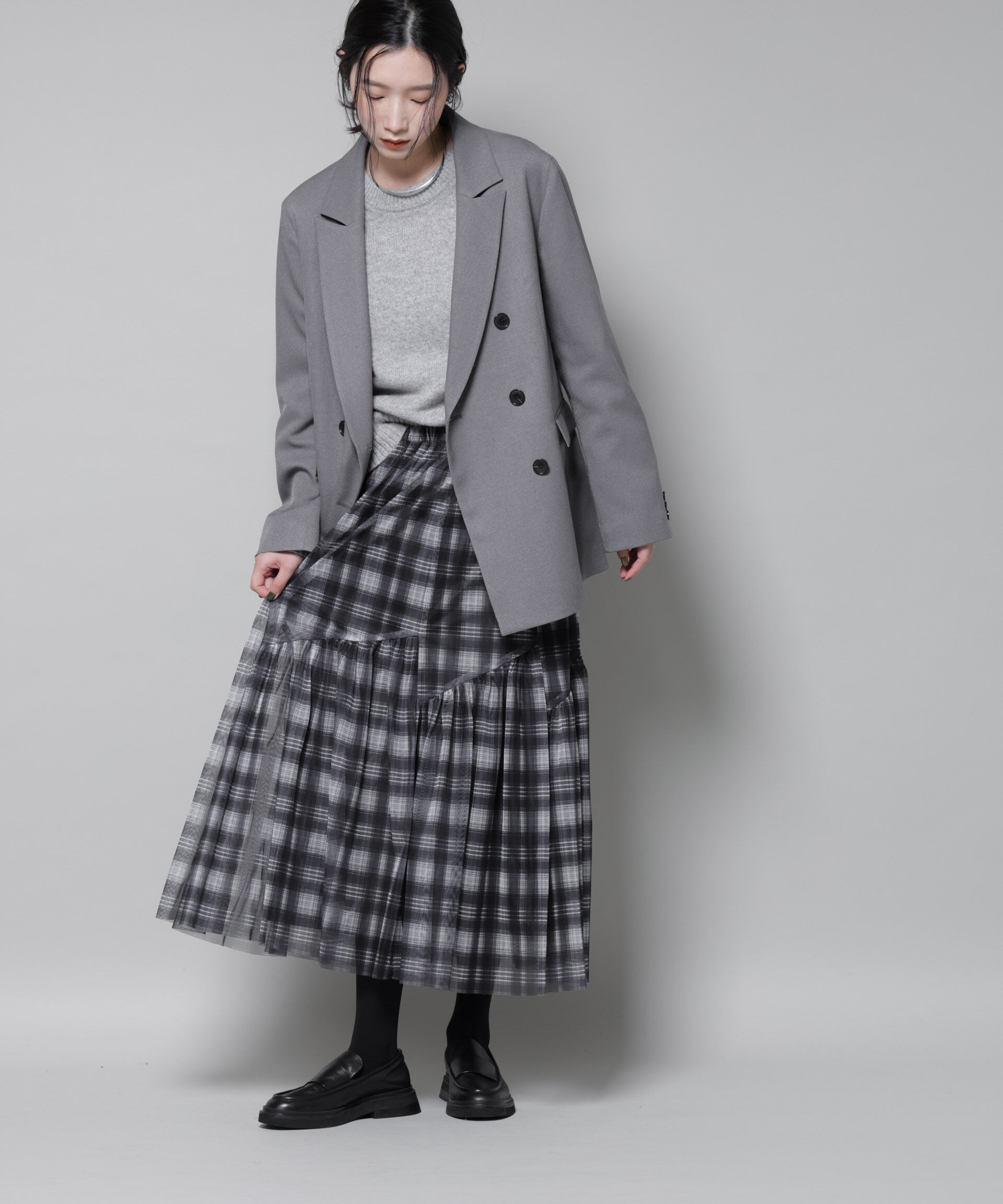 nano･universe「オンブレーチェックチュールスカート」|スカート|