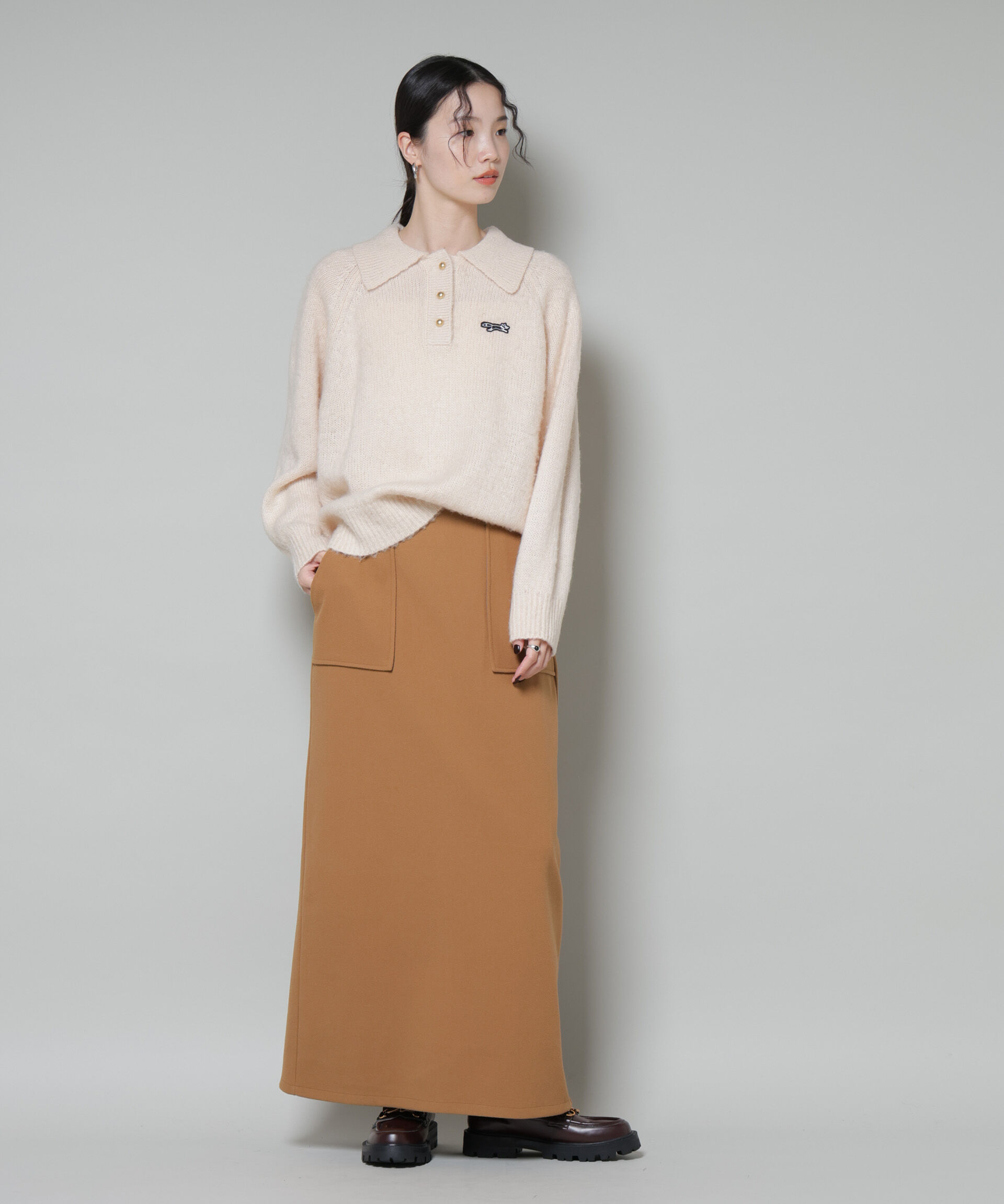 nano･universe「ソフトメルトンジャージーナローロングスカート(セットアップ可)」|スカート|