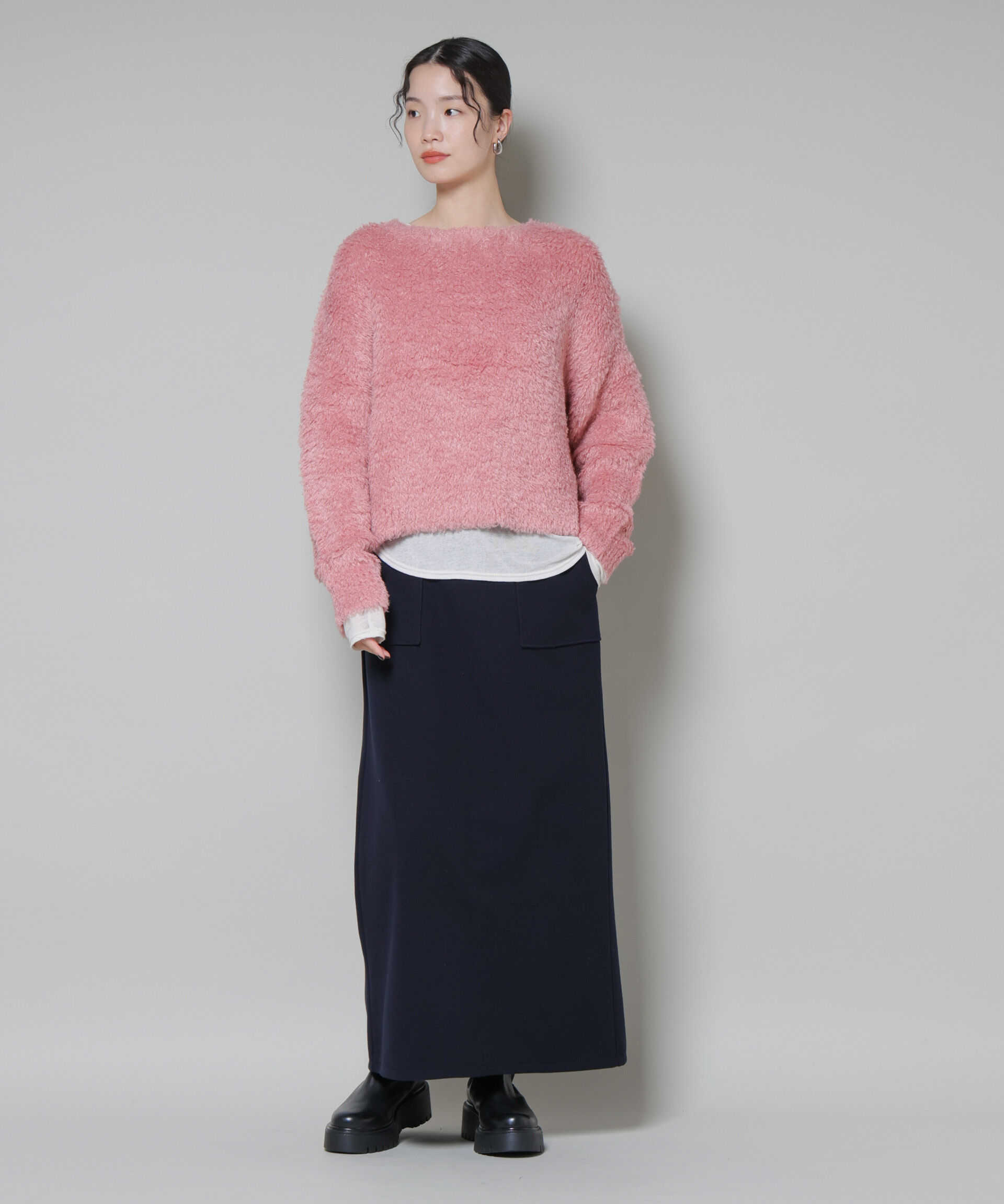 nano･universe「ソフトメルトンジャージーナローロングスカート(セットアップ可)」|スカート|