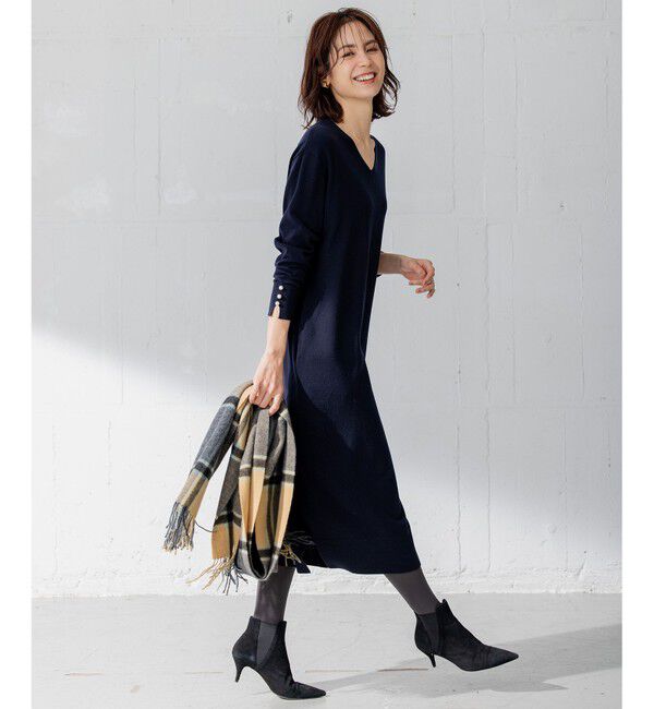 組曲「【洗える】Ｖネックニット ワンピース」|ワンピース|