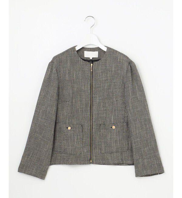 自由区「【洗える】ライトカラミノーカラー ジャケット」|ノーカラージャケット|