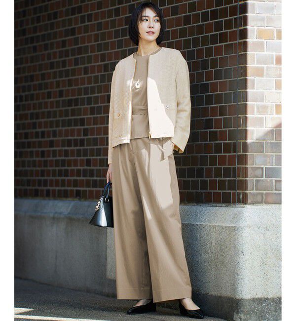 自由区「【洗える】ライトカラミノーカラー ジャケット」|ノーカラージャケット|