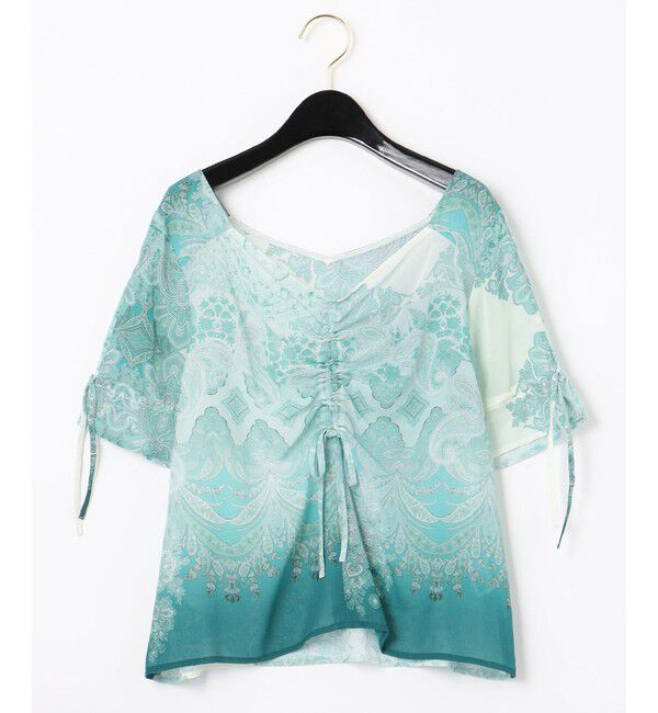 GRACE CONTINENTAL「エスニックプリントギャザートップ」|シャツ・ブラウス|