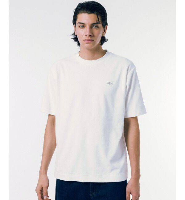 LACOSTE「オーバーサイズ ハイゲージパイル地 半袖Tシャツ」|Tシャツ・カットソー|ホワイト