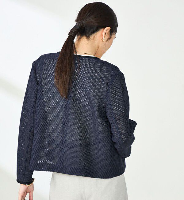 NOLLEY'S sophi「ウォッシャブルラッセルカーデジャケット」|ノーカラージャケット|