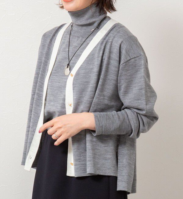 NOLLEY'S「《手洗い可能》《アンサンブル対応》18G天竺ゆったりVネックカーディガン」|カーディガン|