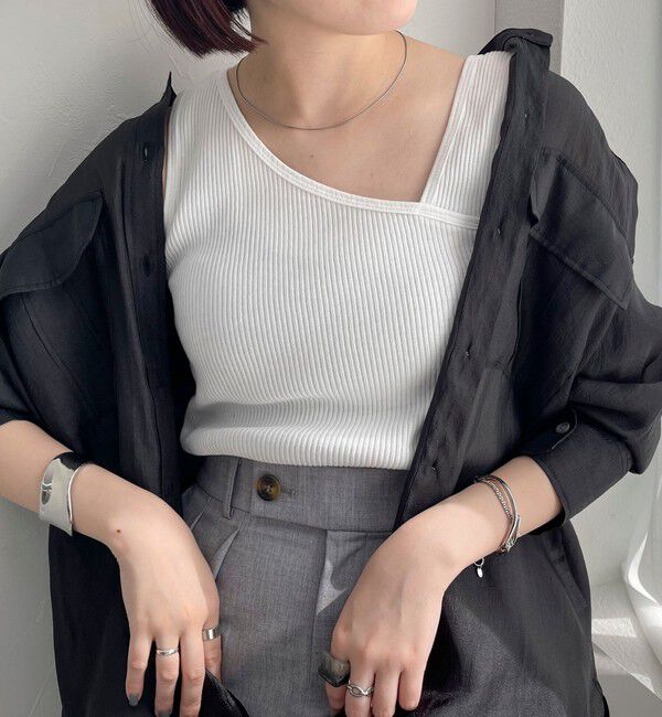 fredy emue「ニットライクテレコアシメタンクトップ」|Tシャツ・カットソー|オフホワイト