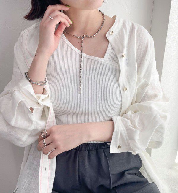 fredy emue「ニットライクテレコアシメタンクトップ」|Tシャツ・カットソー|