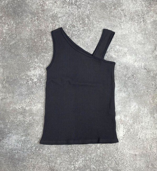 fredy emue「ニットライクテレコアシメタンクトップ」|Tシャツ・カットソー|チャコールグレー