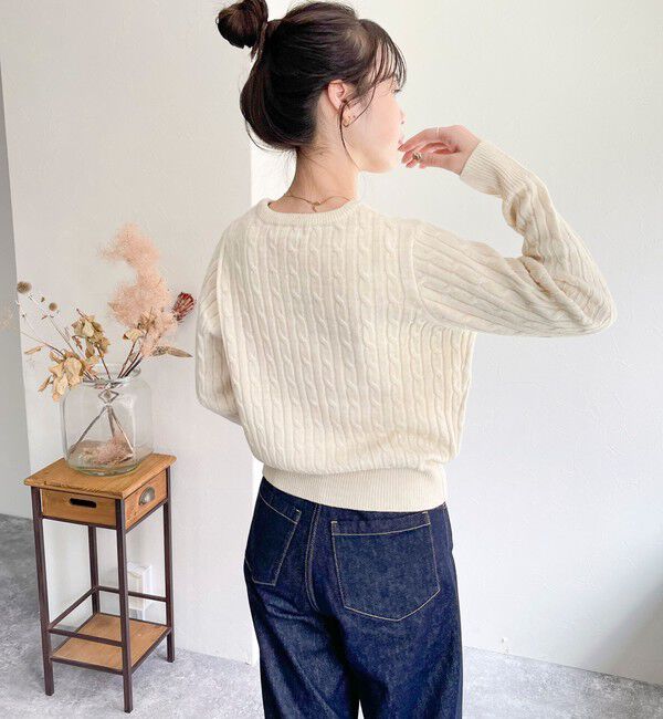 fredy emue「ウール混FR刺繍ケーブル柄ニットプルオーバー」|ニット・セーター|