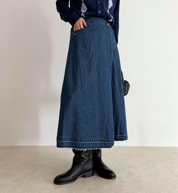 fredy emue「【GEVACO/ゲバコ】デニムプリーツスカート」|スカート|ネイビー