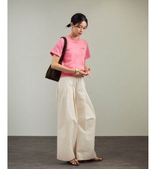 SALON adam et rope'「クロップドハーフスリーブリネンニット［ドライタッチ・洗える］」|Tシャツ・カットソー|