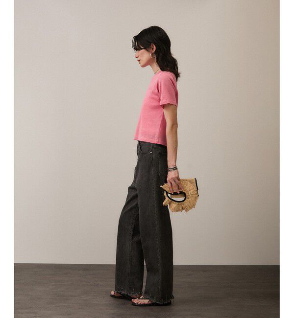 SALON adam et rope'「クロップドハーフスリーブリネンニット［ドライタッチ・洗える］」|Tシャツ・カットソー|