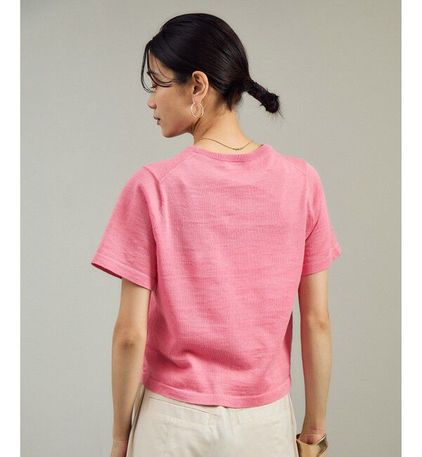 SALON adam et rope'「クロップドハーフスリーブリネンニット［ドライタッチ・洗える］」|Tシャツ・カットソー|