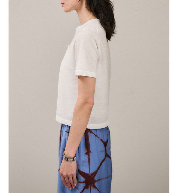 SALON adam et rope'「クロップドハーフスリーブリネンニット［ドライタッチ・洗える］」|Tシャツ・カットソー|