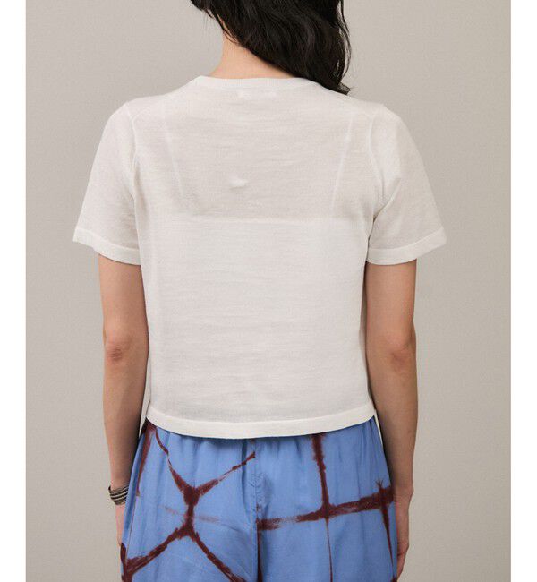 SALON adam et rope'「クロップドハーフスリーブリネンニット［ドライタッチ・洗える］」|Tシャツ・カットソー|