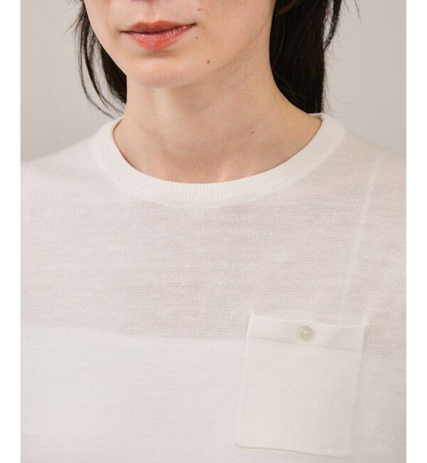 SALON adam et rope'「クロップドハーフスリーブリネンニット［ドライタッチ・洗える］」|Tシャツ・カットソー|