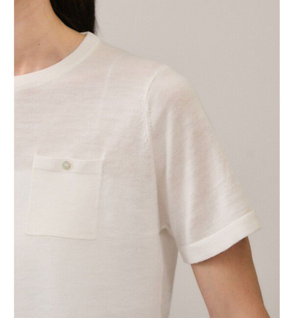 SALON adam et rope'「クロップドハーフスリーブリネンニット［ドライタッチ・洗える］」|Tシャツ・カットソー|
