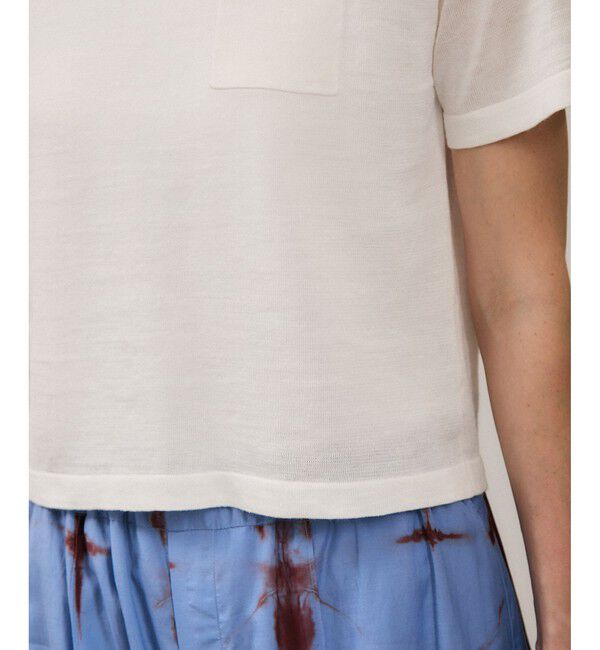 SALON adam et rope'「クロップドハーフスリーブリネンニット［ドライタッチ・洗える］」|Tシャツ・カットソー|
