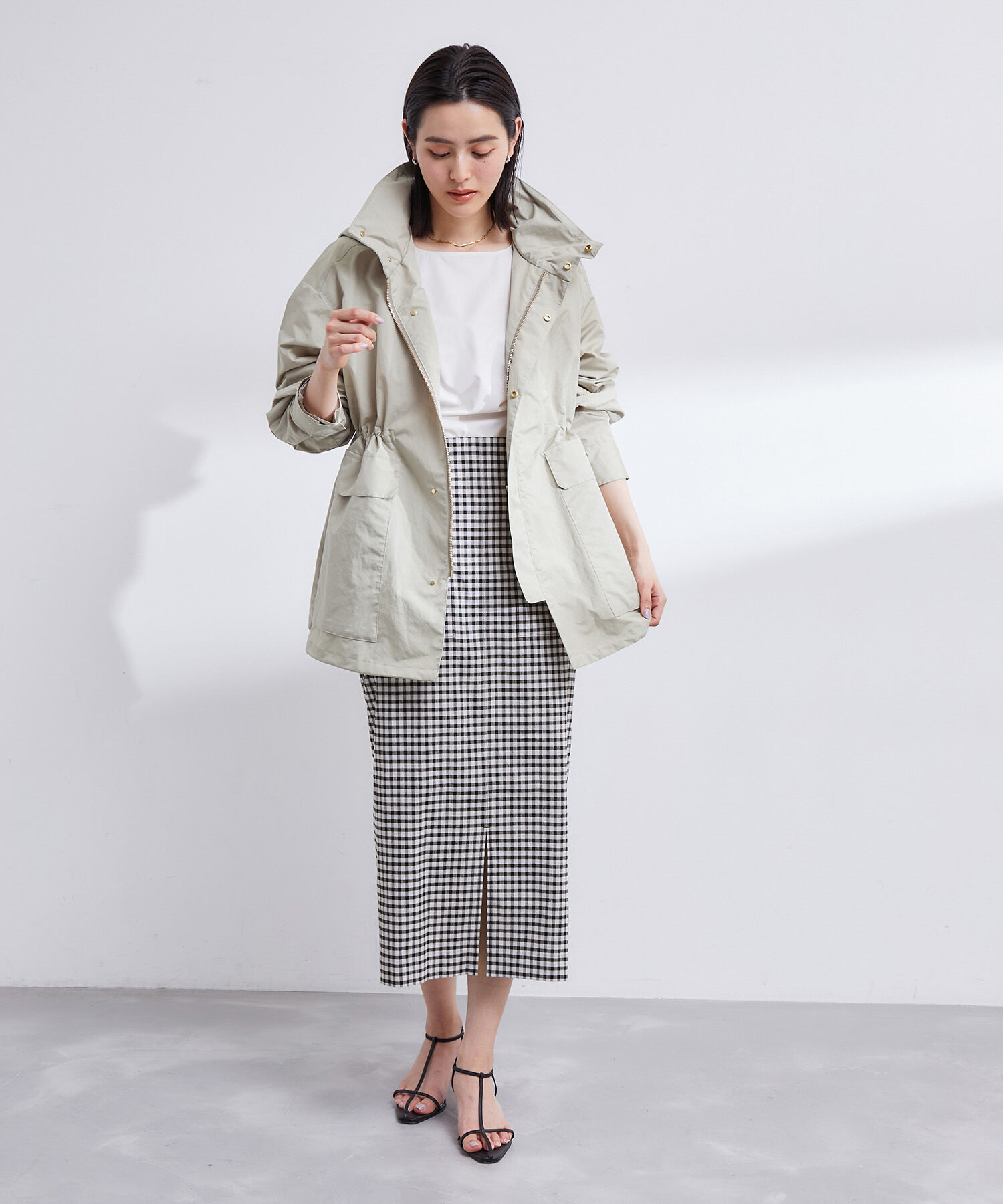 ROPE「【洗える】【新色追加】コットンリネンポケット付きタイトスカート」|スカート|