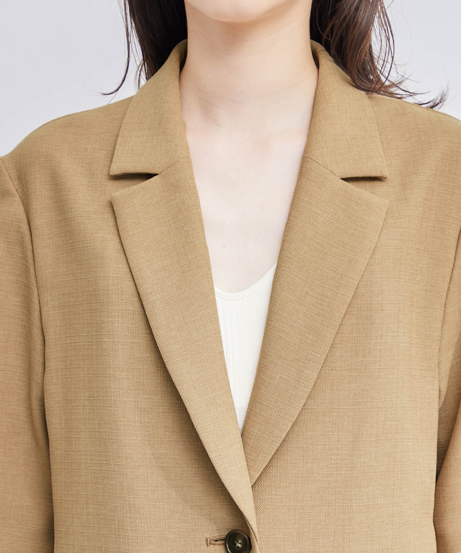 ROPE「【洗える】リネンライクベルト付きジャケット/セットアップ対応」|テーラードジャケット|