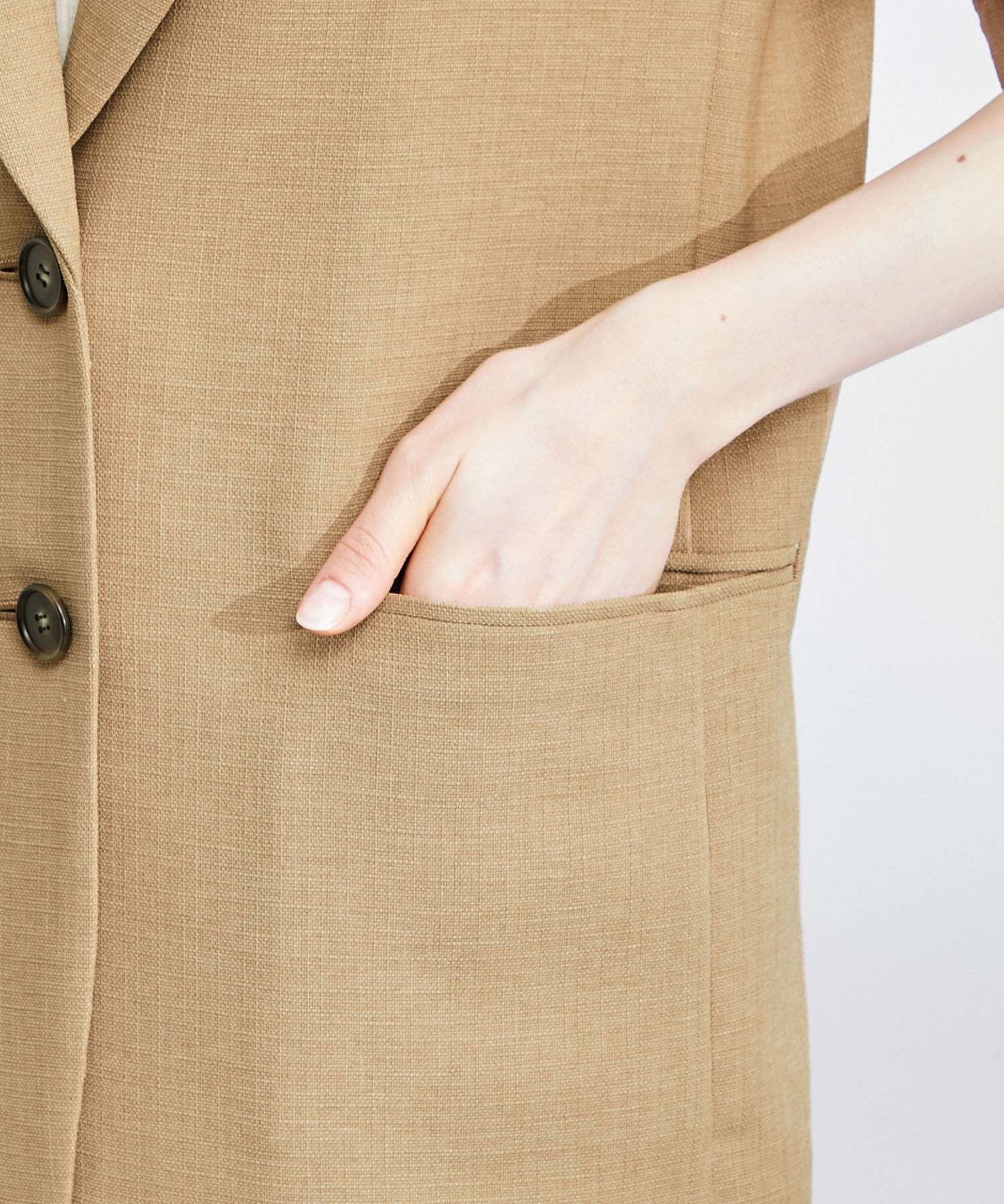 ROPE「【洗える】リネンライクベルト付きジャケット/セットアップ対応」|テーラードジャケット|