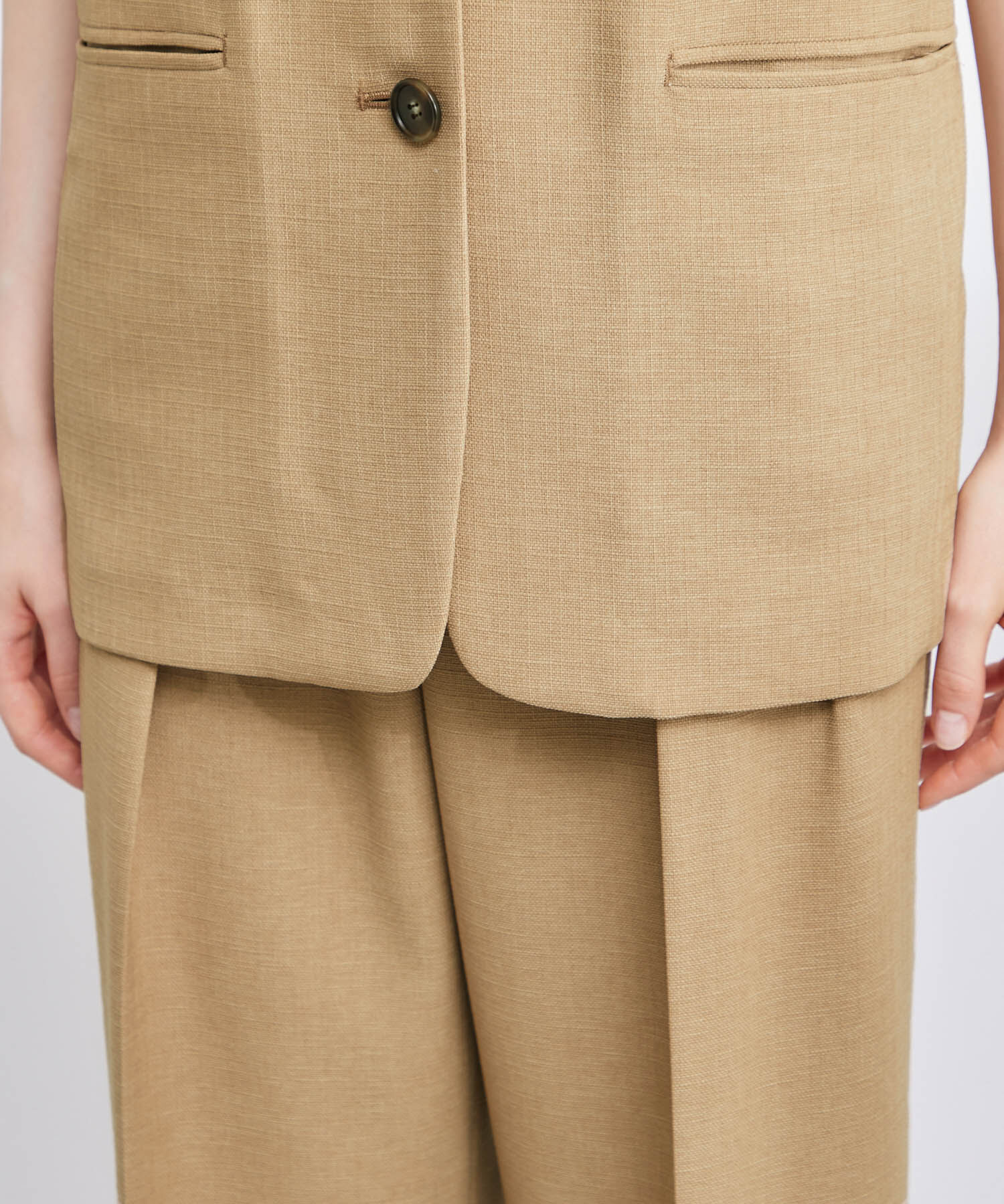 ROPE「【洗える】リネンライクベルト付きジャケット/セットアップ対応」|テーラードジャケット|