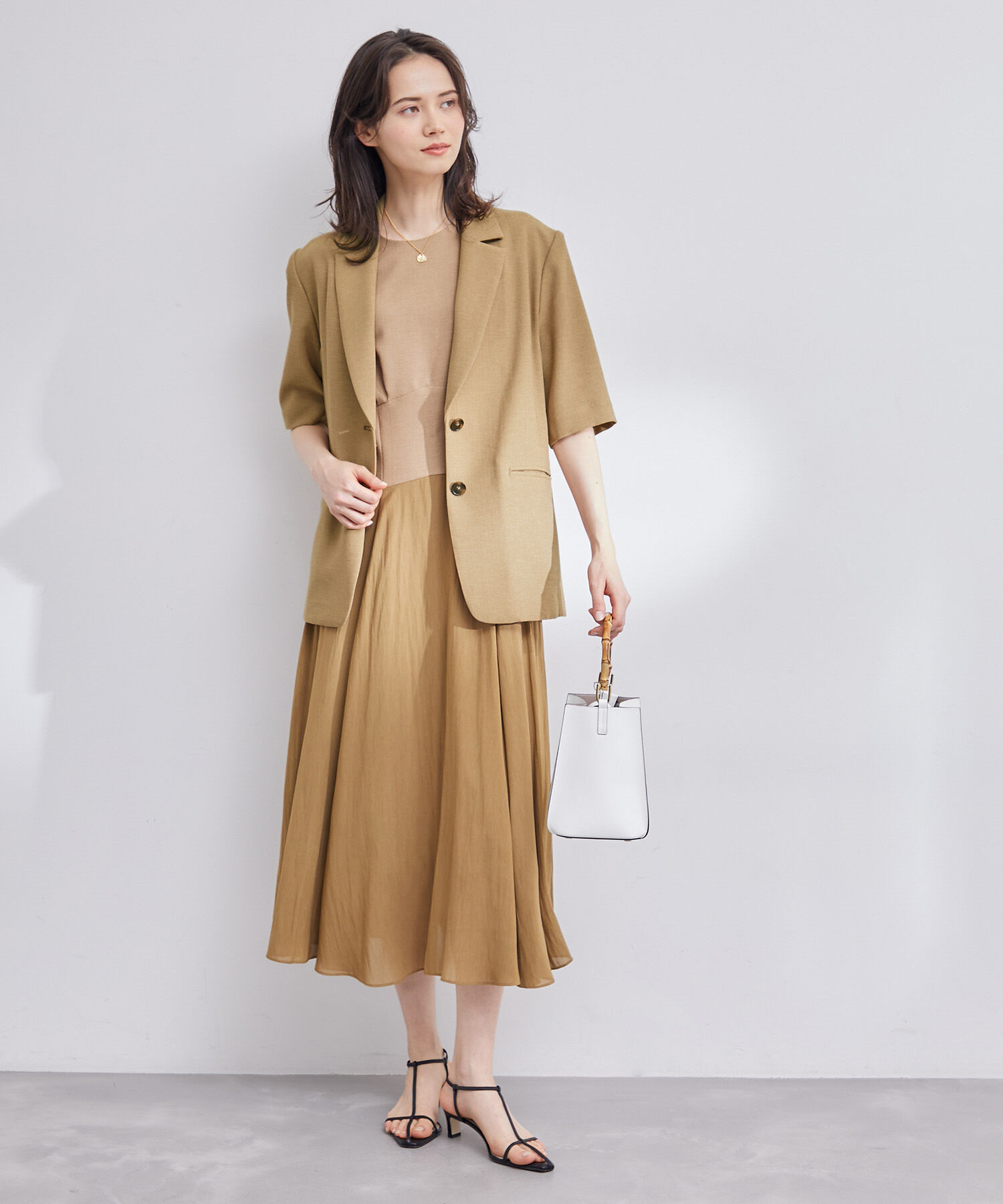 ROPE「【洗える】リネンライクベルト付きジャケット/セットアップ対応」|テーラードジャケット|