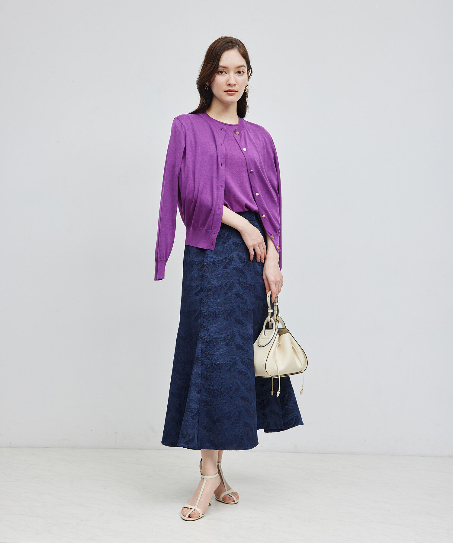 ROPE「【洗える/涼感】シルクコットンクルーネック五分袖プルオーバー【アンサンブル対応】」|ニット・セーター|