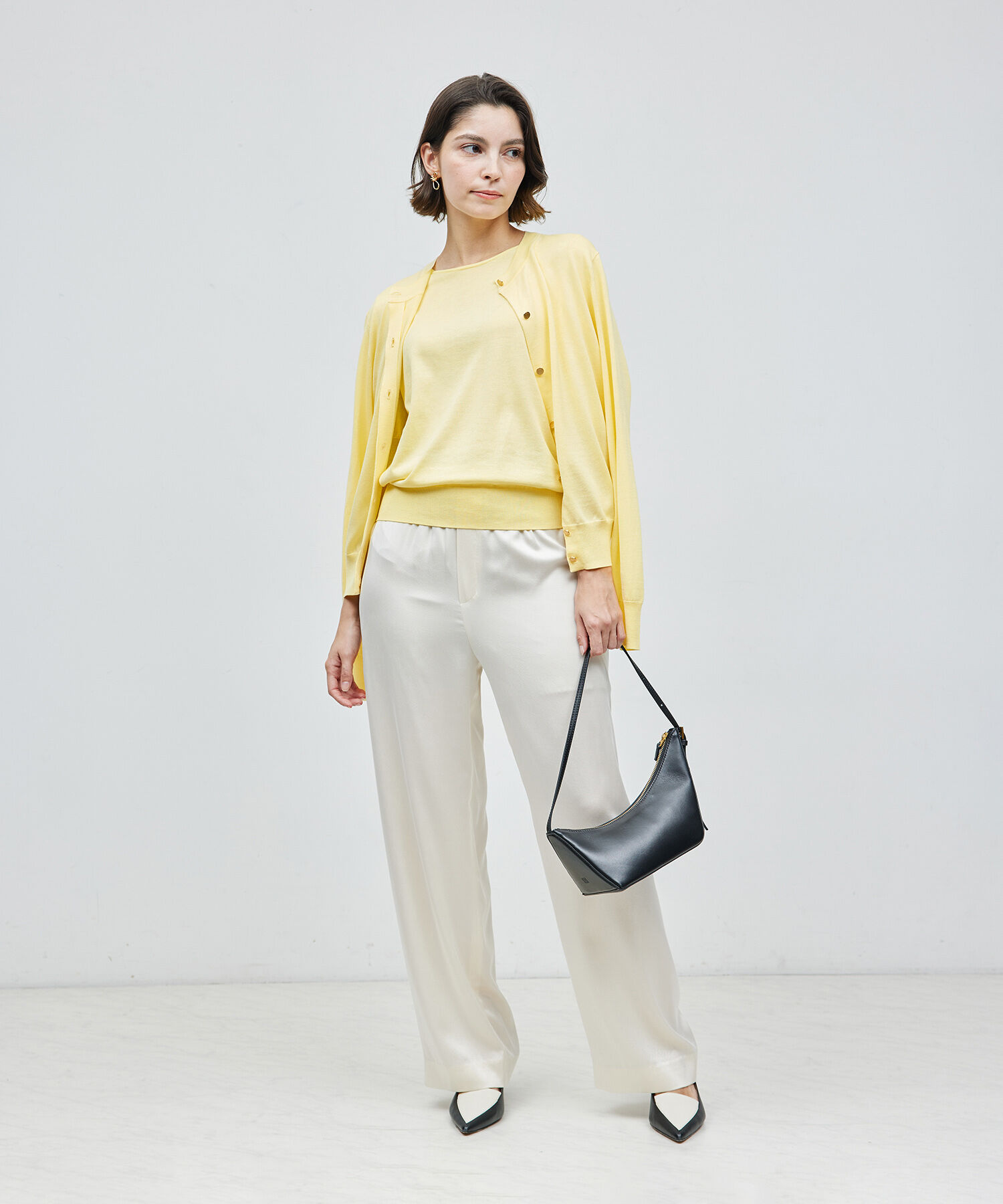 ROPE「【洗える/涼感】シルクコットンクルーネック五分袖プルオーバー【アンサンブル対応】」|ニット・セーター|