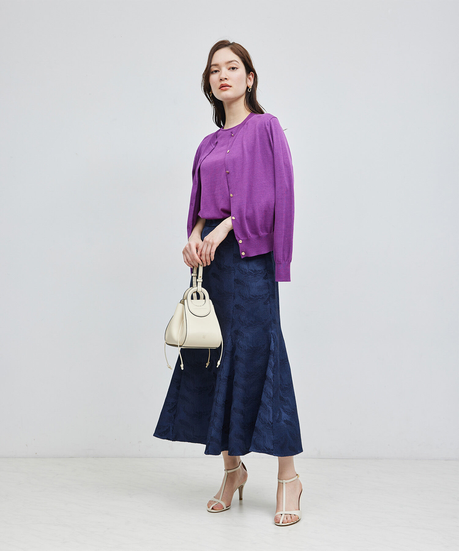 ROPE「【洗える/涼感】シルクコットンクルーネック五分袖プルオーバー【アンサンブル対応】」|ニット・セーター|