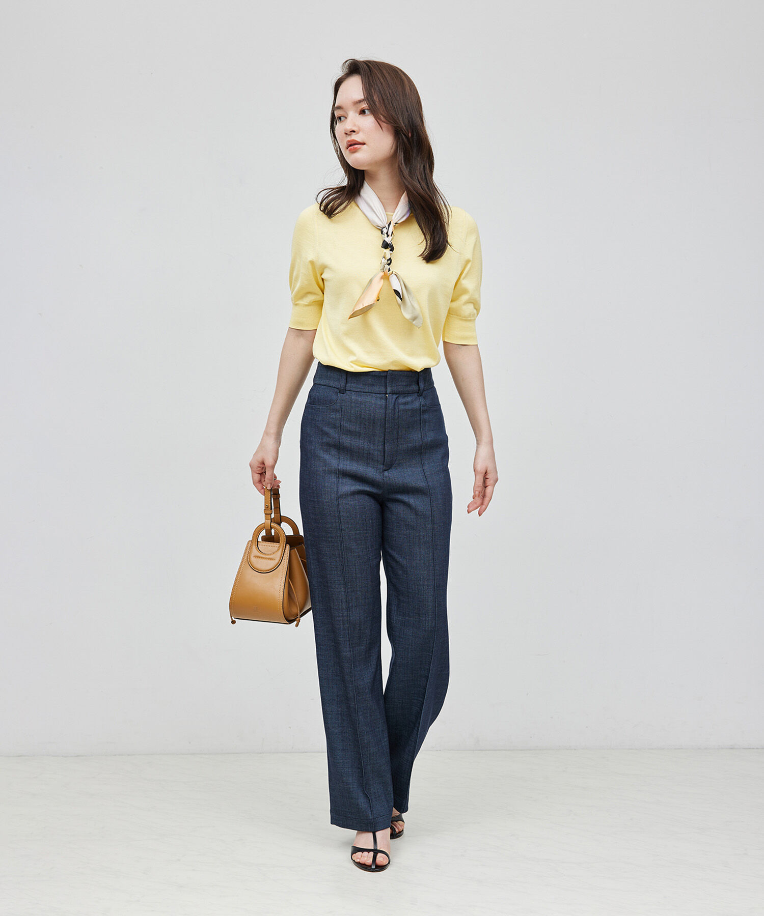 ROPE「【洗える/涼感】シルクコットンクルーネック五分袖プルオーバー【アンサンブル対応】」|ニット・セーター|