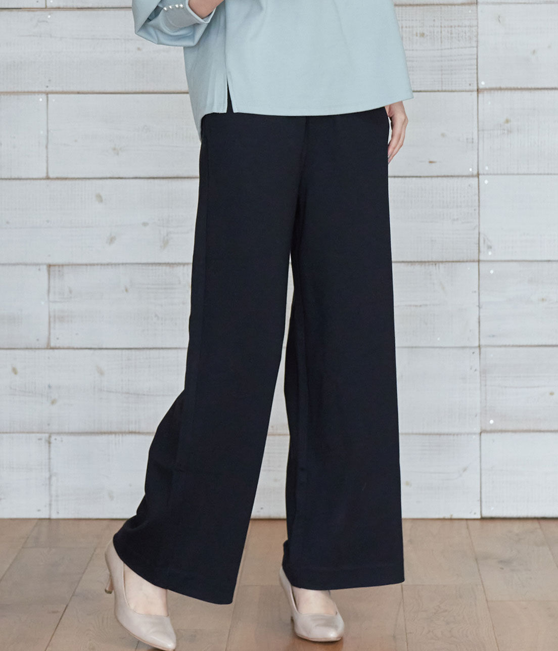 VIS「【WEB限定Lサイズ】ポンチイージーワイドパンツ」|スラックス|ブラック(01)