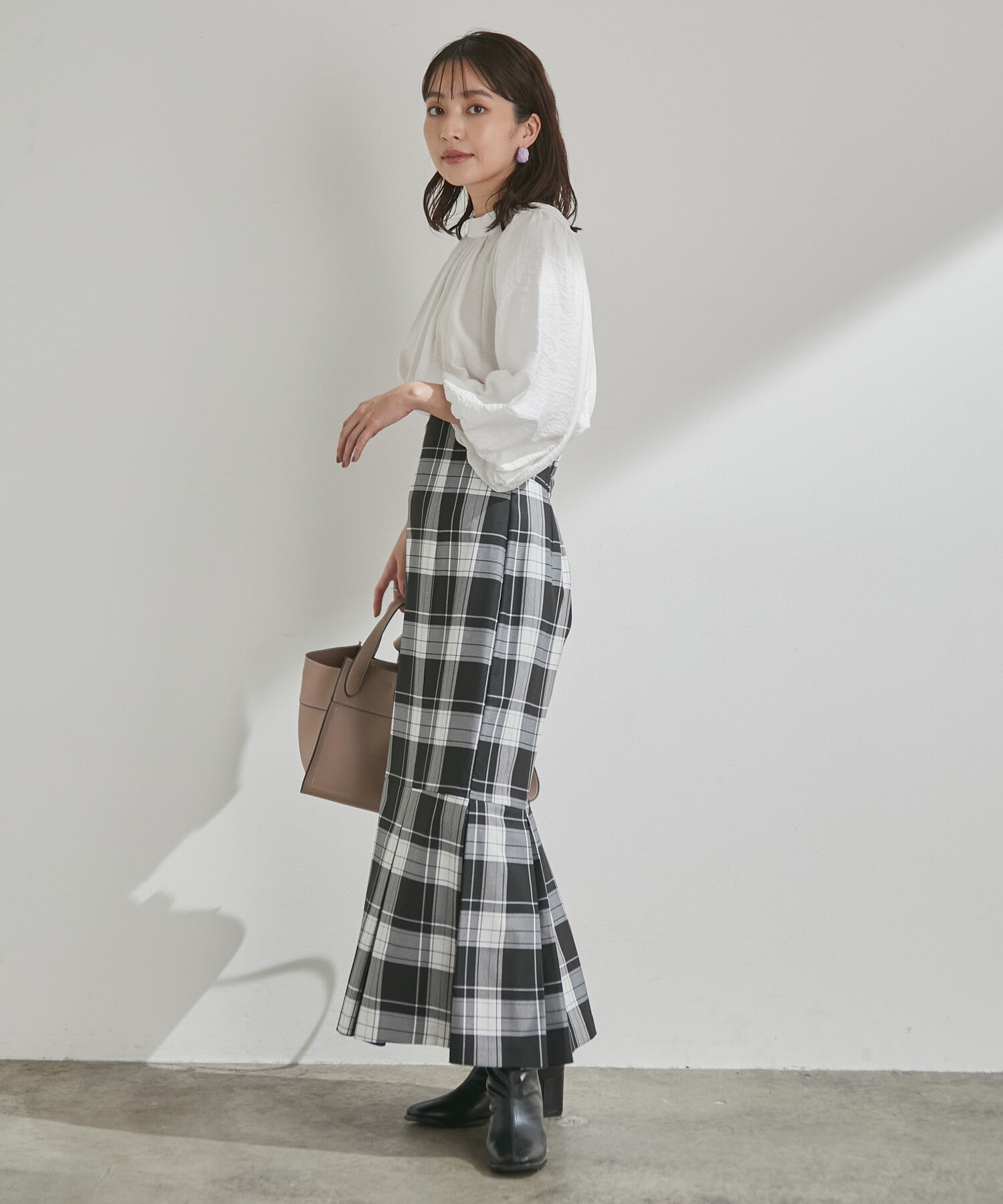 VIS「女性らしさを引き立つ、チェックアソートマーメイドスカート」|スカート|