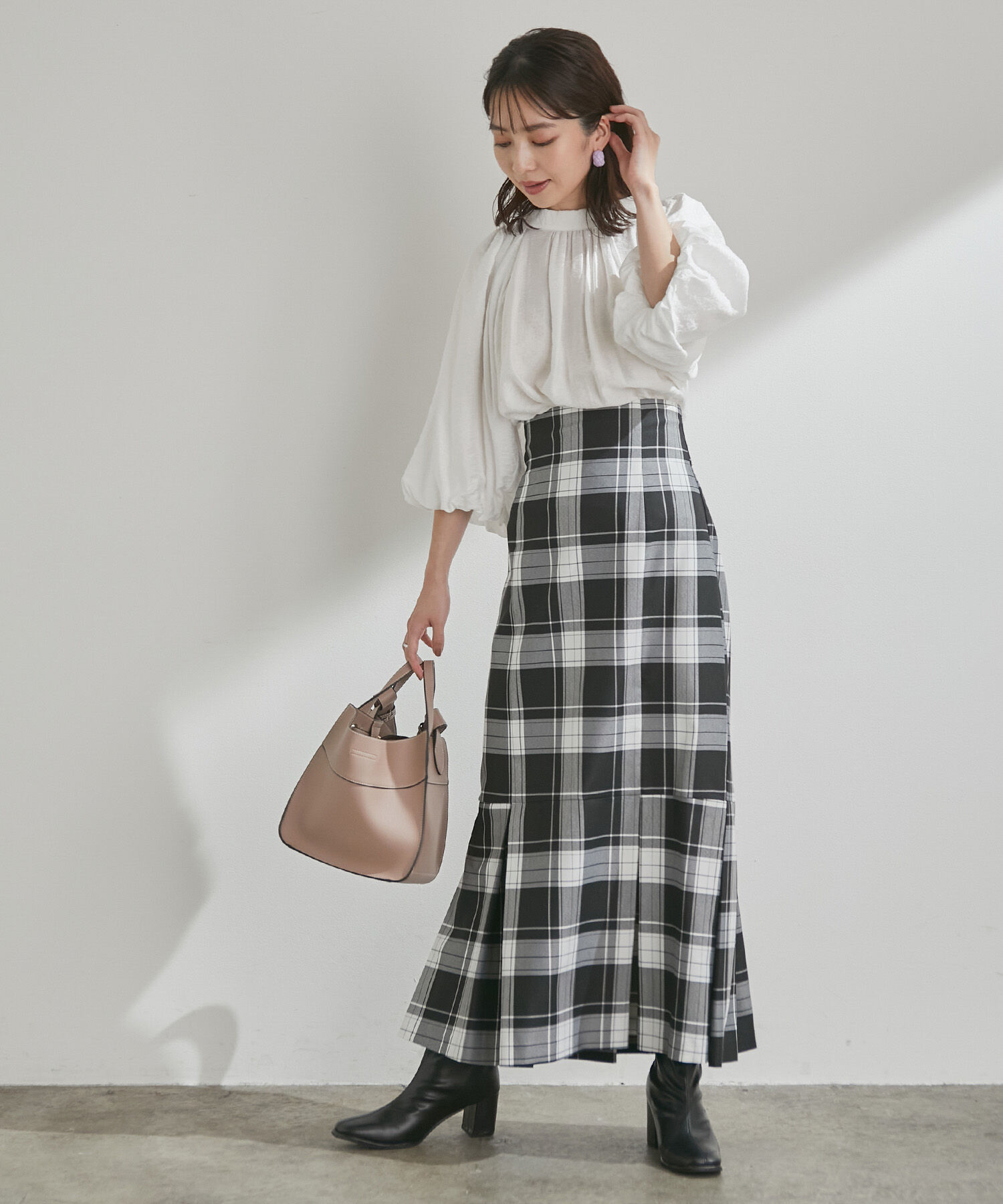 VIS「女性らしさを引き立つ、チェックアソートマーメイドスカート」|スカート|