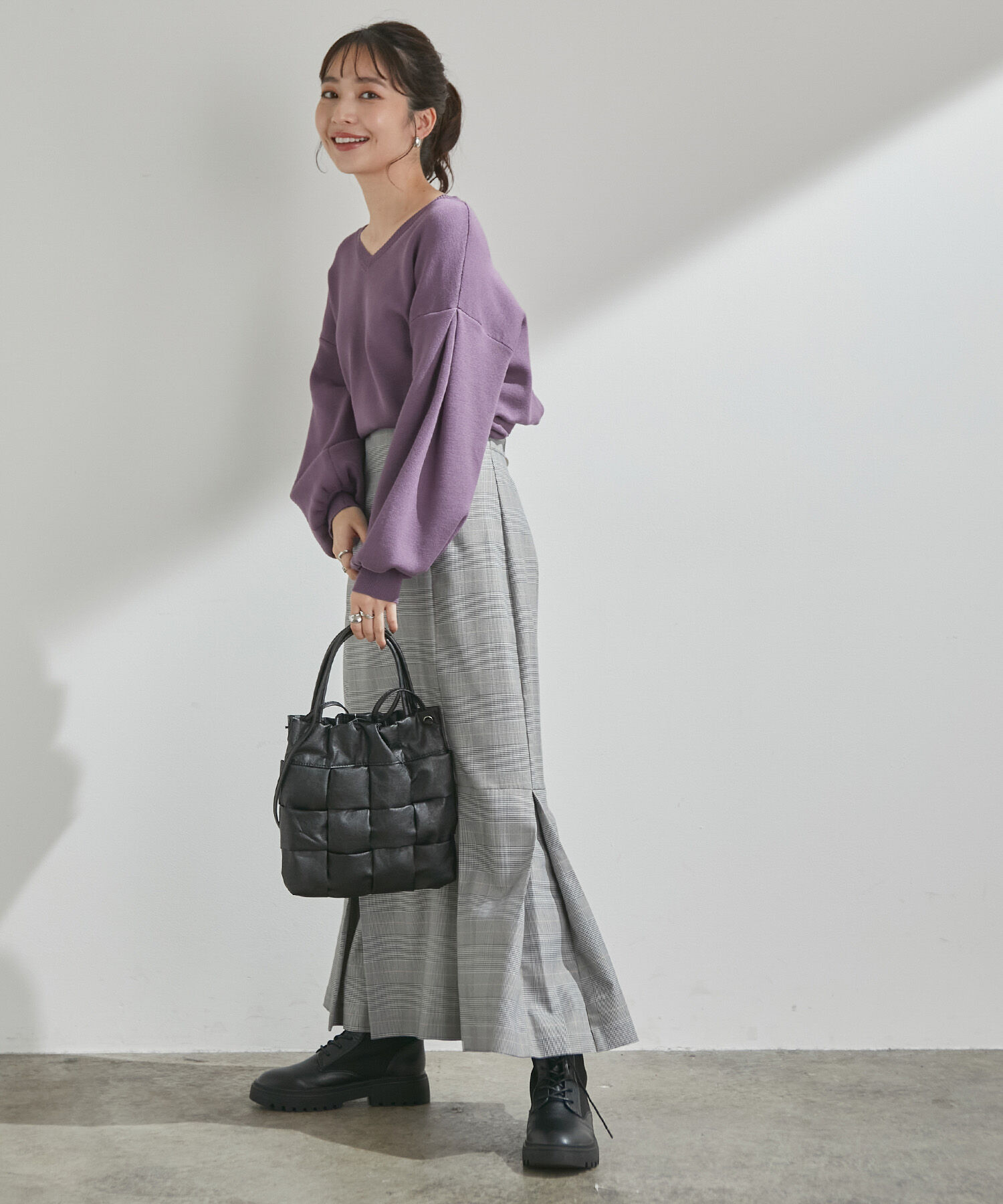 VIS「女性らしさを引き立つ、チェックアソートマーメイドスカート」|スカート|
