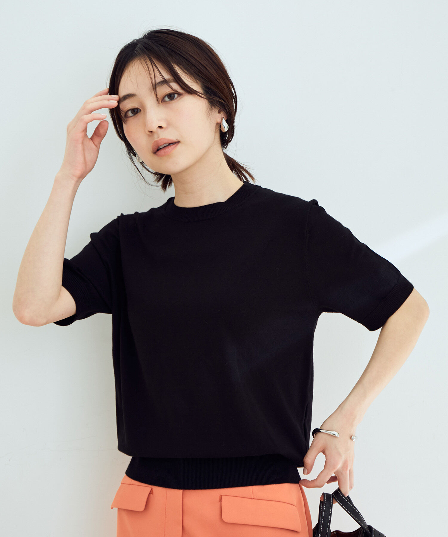 VIS「【接触冷感】ハーフスリーブベーシックニット」|ニット・セーター|