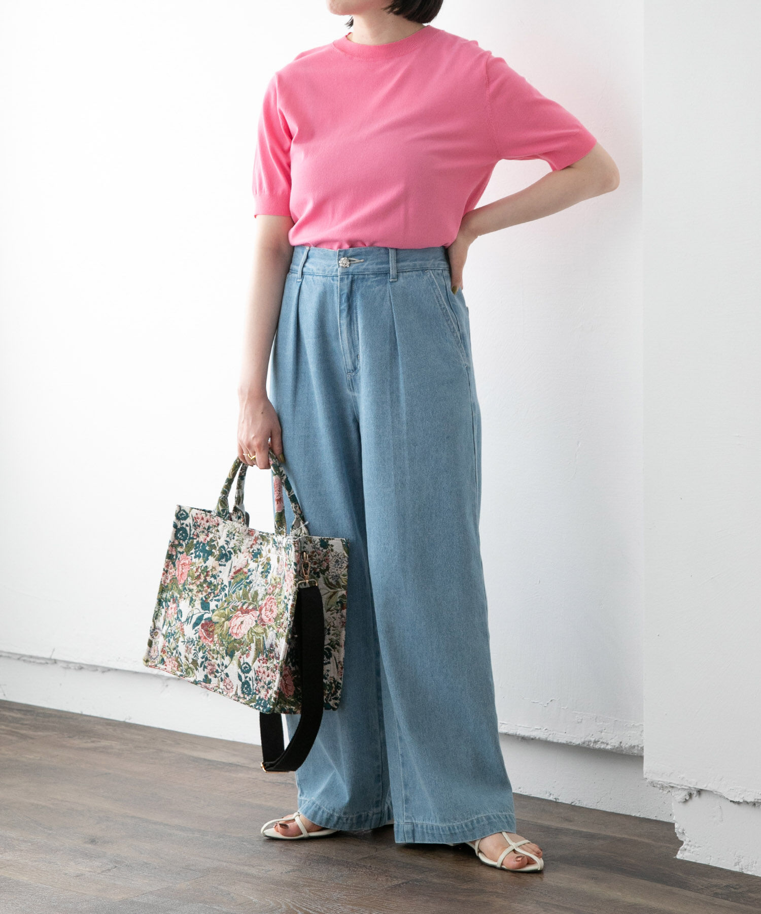 VIS「【接触冷感】ハーフスリーブベーシックニット」|ニット・セーター|