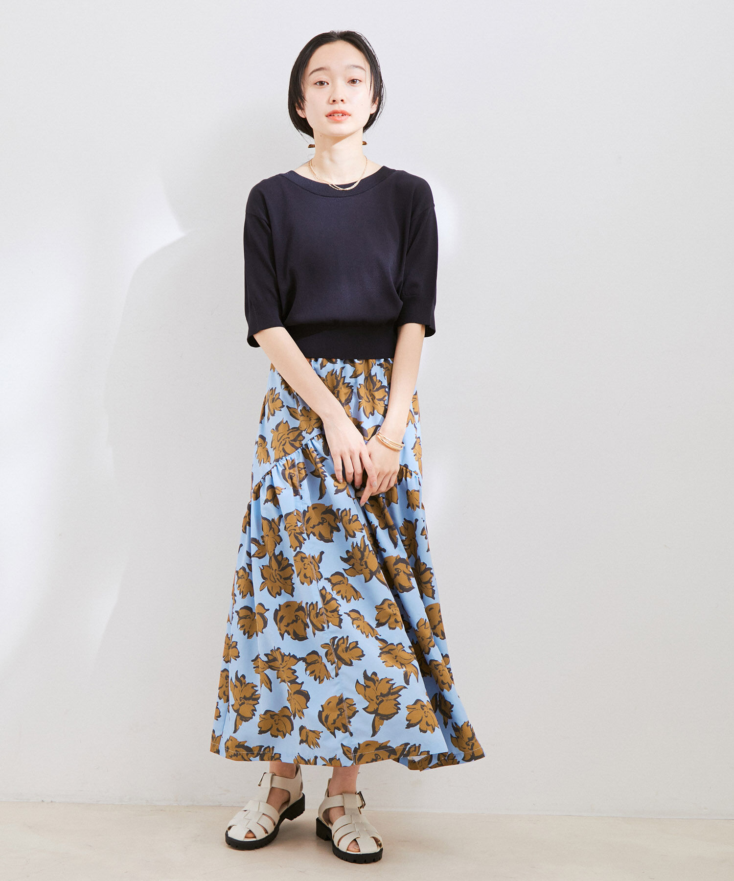 VIS「【洗える】デザイン切替フレアスカート」|スカート|