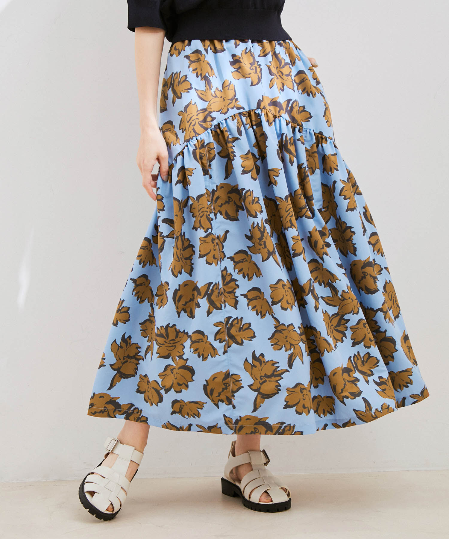 VIS「【洗える】デザイン切替フレアスカート」|スカート|