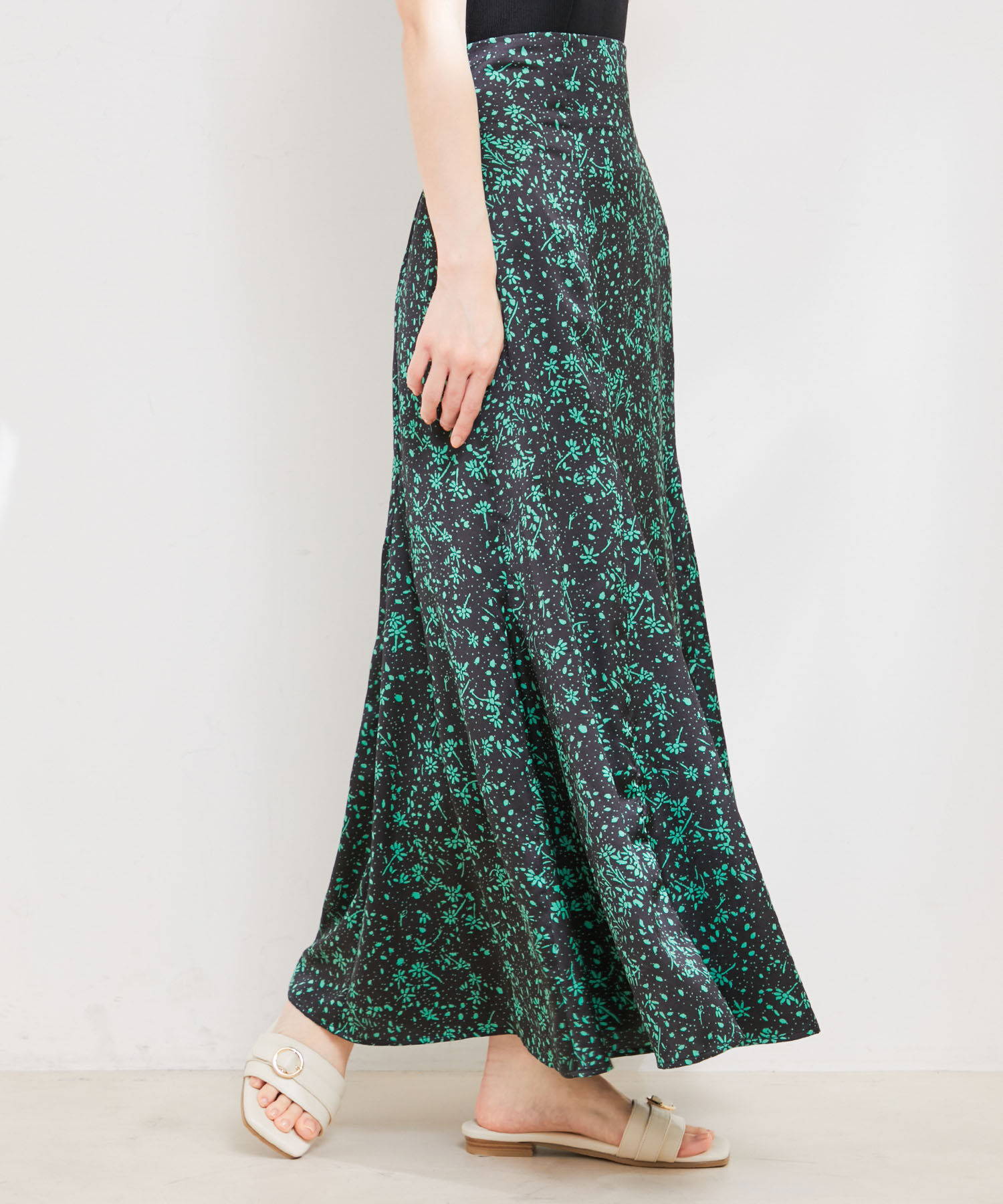 VIS「フラワープリントナローマーメイドスカート」|スカート|