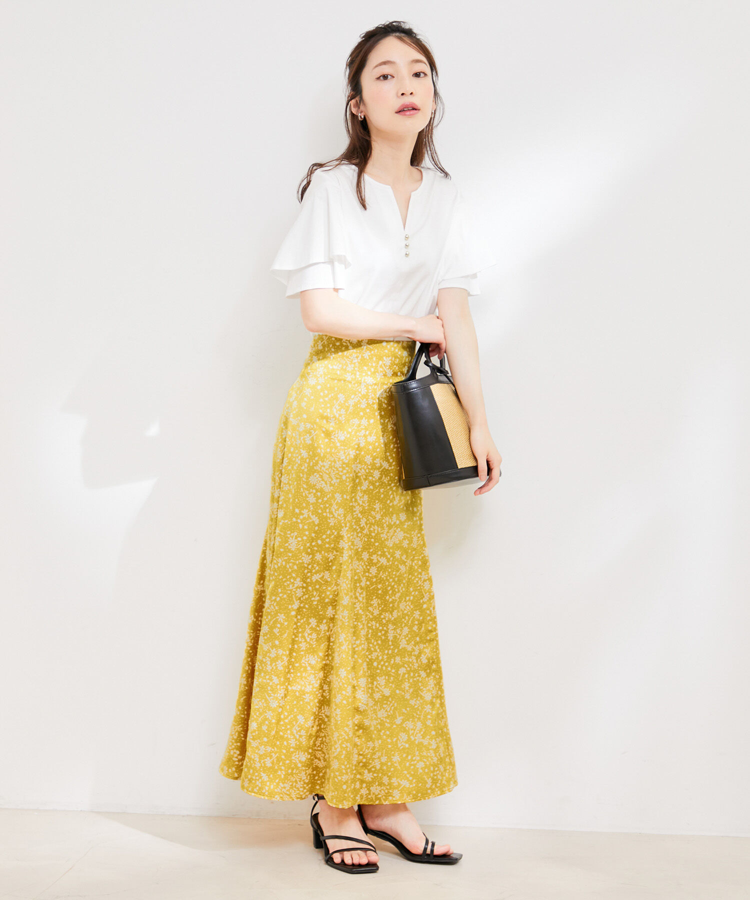 VIS「フラワープリントナローマーメイドスカート」|スカート|