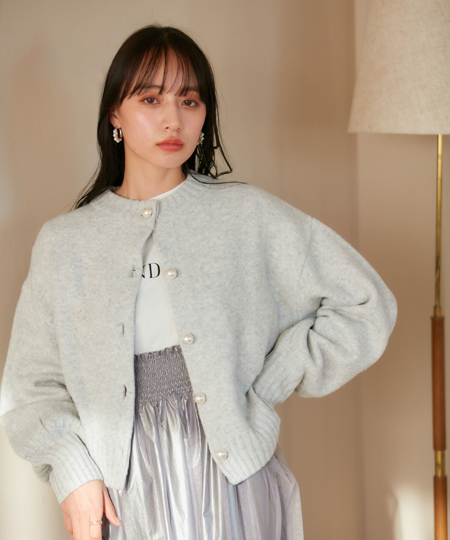 VIS「【シリーズ累計販売数3万点超え！】BIGパール釦カーディガン【新色】【洗える】」|カーディガン|