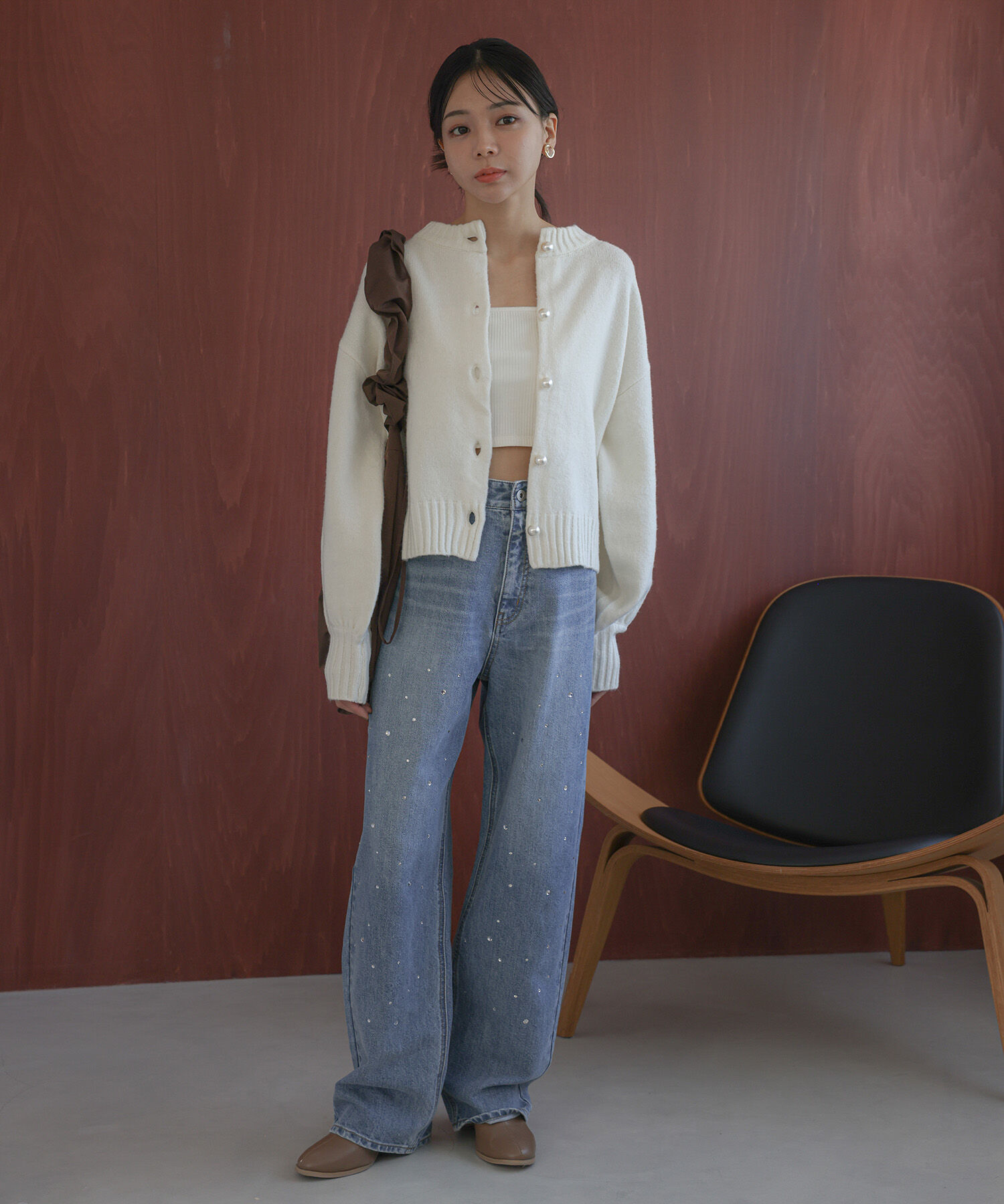 VIS「【シリーズ累計販売数3万点超え！】BIGパール釦カーディガン【新色】【洗える】」|カーディガン|