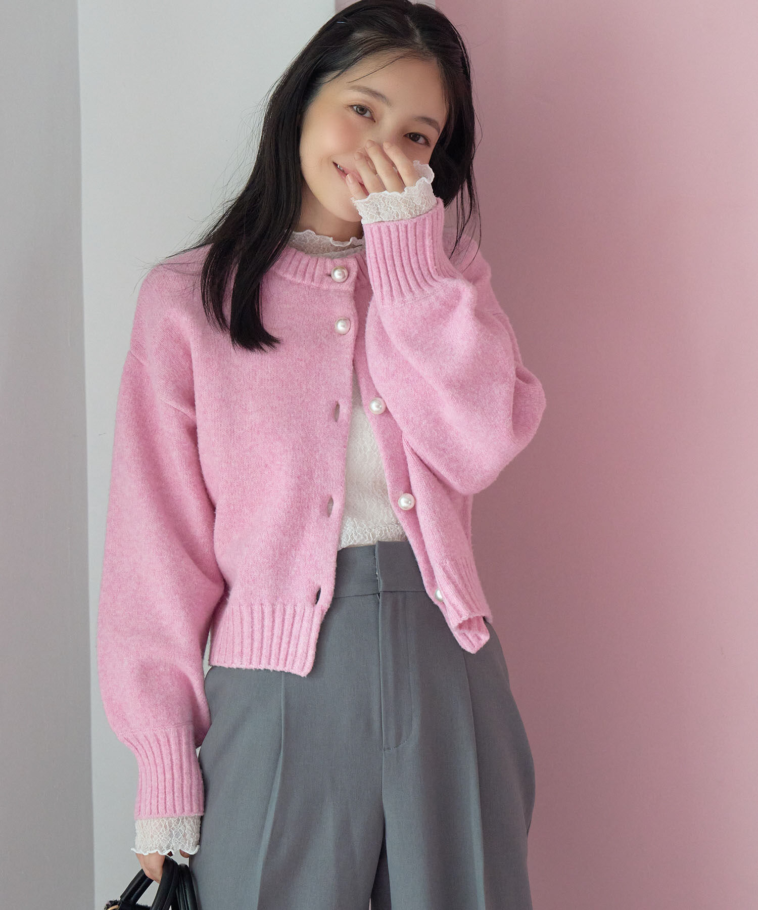 VIS「【シリーズ累計販売数3万点超え！】BIGパール釦カーディガン【新色】【洗える】」|カーディガン|