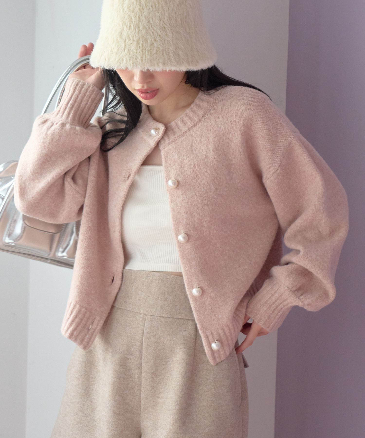 VIS「【シリーズ累計販売数3万点超え！】BIGパール釦カーディガン【新色】【洗える】」|カーディガン|