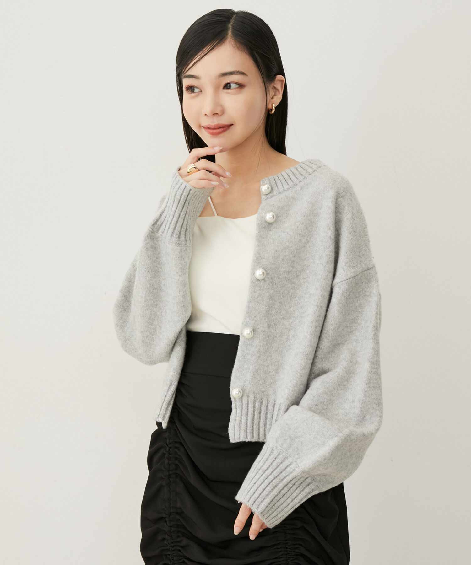 VIS「【シリーズ累計販売数3万点超え！】BIGパール釦カーディガン【新色】【洗える】」|カーディガン|